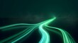 © your picture - High speed green fiber optic light trails converging into a single stream representing fast data network transmission