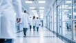 © Generative AI - Medical professionals walking down bright hospital corridor