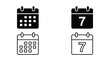 © Umair - Simple black and white vector calendar icons set displaying grid dates and number seven graphic design