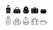 © Al - Travel Bag Icon Set in Solid Silhouette and Linear Outline Style