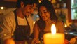 © lilik - Romantic Couple Enjoying Candlelit Dinner at Home.