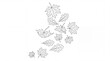 © Jaavi - Minimalist line art autumn leaves, black and white botanical sketch of falling maple and oak foliage, elegant nature illustration