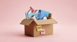 © LavaPixel - A cardboard box containing an employee's office tools and personal items.