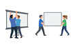 © Anwari - Team Members Collaborating to Set Up Professional Presentation Equipment and Whiteboards