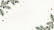 © Juliana - Elegant Christmas watercolor border background with pine branches and golden stars