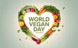 © Shahinur - Heart shape made of fresh vegetables and fruits with vegan day text in center