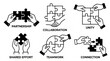 © MuhammadBilal - Teamwork, Partnership, and Collaboration Icons Set: Hands Connecting Puzzle Pieces for Unity, Shared Effort, and Business Solutions
