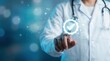 © Zaiseefa - Healthcare data verification and approval concept featuring a doctor interacting with a futuristic digital medical checklist interface.