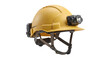 © usama - Yellow mining helmet with lamp, industrial headgear set for construction worker safety, engineering PPE gear, mining protective equipment
