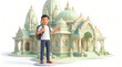 © VexonixHQ - Young tourist traveler with backpack standing by historic palace building