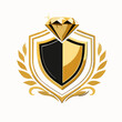 © Thinker Arafat - Luxury Gold and Black Shield Emblem Logo with Diamond and Laurel Design.