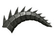 © Chici - Cauda de criatura robótica ou armadura de metal com espinhos afiados em design futurista segmentado, isolada em fundo branco para projetos de ficção científica e fantasia.