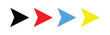 © Dark - Colorful arrow direction set. Colorful arrow head cursor vector icon set featuring black, red, blue, and yellow pointer symbols.
