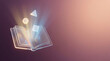 © MdMasud - Glowing glass book with floating geometric shapes representing creative knowledge and ideas