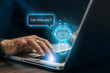 © saranyoo - Business professional using an AI chatbot on a laptop, representing automated customer support, online communication, virtual assistance, digital service, technology, and smart help desk.