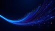 © emwe studio - Elegant curved blue fiber optic cables with glowing light particles representing modern telecommunications fast internet connection and flexible digital network communication