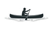 © Jacksn - Silhouette of a person in a canoe, paddling on calm water, outdoors