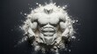© Umnat - Muscular male torso shape made of white protein powder for bodybuilding concept