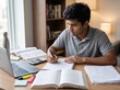 © Pngmango.com - Indian Student Preparing for Competitive Exam at Study Desk