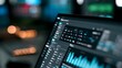 © Thares2020 - A close up view of a digital interface displaying data analytics and control panels with blurred background lights