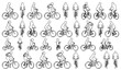 © JS-CREATIVE - People riding bicycles outline figures for architectural transportation entourage