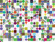 © MD - Dense mosaic abstract composition with multiple geometric shapes and fine lines for vibrant wallpaper or modern digital creative.