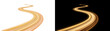 © Crafter - Golden light speed trail winds in a curved flowing path suited for PNG, Transparent and Black Background Versions in design