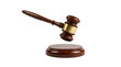 © we.bond.png - Polished dark wooden judge gavel with brass band striking a matching circular base captured in studio lighting on transparent background