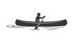 © Icha Arleza - Silhouette of person in canoe paddling on calm water, outdoor activity, vector art