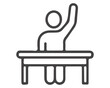 © ZOHAIB - Student raising hand at school desk icon representing education learning and classroom participation with education learning classroom participatio