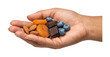 © maruf - Healthy snack assortment with almonds dried apricots blueberries chocolate for diet plan