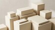 © rezaul4022 - Minimalist composition of beige geometric cubes and a notebook on a soft neutral background