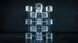 © rezaul4022 - Abstract blockchain technology network with glowing glass cubes and digital data connections