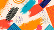 © Audrey - Memphis-style abstract background with geometric patterns and brush strokes