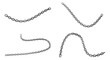 © Peach - Set of four different silver metal chains hanging in wavy lines isolated for industrial design projects and jewelry accessory elements