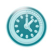 © Trendy_Desing - 3D rendered teal clock icon featuring a circular dial with raised hour markers and a progress indicator ring isolated on a transparent background