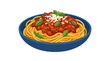 © Usaha - Flat Vector Illustration of Spaghetti Bolognese in a Blue Bowl