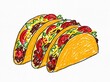 © Zulfa_Drone - Three beef tacos hand drawn illustration