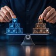 © GOLVR - Digital asset growth and risk balance on scale, business concept photo