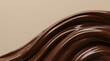 © MdMasud - Melted dark chocolate swirl flowing on a smooth beige background