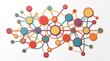 © mdamirhossan - Colorful network diagram with connected circles and lines on a plain white background for design