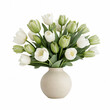© Artelier Creative - A bouquet of white tulips arranged in a simple ceramic vase against a white background, suitable for floral, home decor, or spring themes.
