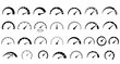© Zimbunar - Speedometer speed vector icon set, gauge meter, dashboard elements for automotive, speed measurement. Vector set for car speed, fuel, RPM, tachometer. Blac