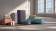 © Aisha - Yoga blocks, straps, and bolsters neatly arranged in a clean yoga studio, bright daylight, realistic textures --ar 16:9 --v 7 Job ID: 2fbde6bd-d1f2-4616-b521-332a74155faa