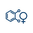 © Eko - A minimalist black line icon representing the chemical molecular structure of testosterone combined with a male gender symbol for medical and scientific use.