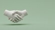 © Adobe studio  - Minimalist 3D render of white mannequin hands shaking on a soft green background, symbolizing professional partnership, business agreement, and successful cooperation.