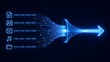 © AI Image Studio - Digital funnel drawing in various file types like document image video audio and folder transforming into an arrow
