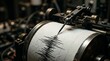 © olga_demina - A close up view of an old mechanical device recording data on a spinning paper drum, illustrating the sharp seismic waves of a major earthquake during a scientific testing process