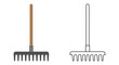 © Rane - Garden rake depicted in color and outline styles against a white background