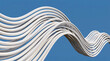 © Color Zoo - Abstract flowing white parallel tubes creating dynamic curvatures against a solid light blue